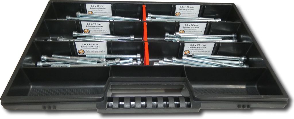 90 tlg Zylinderschrauben Sortiment M5 // 65mm-100mm Schrauben Set Schraubenbox DIN 912/ISO4762 Bolzen Vollgewindeschrauben Maschinenschrauben Gewin...