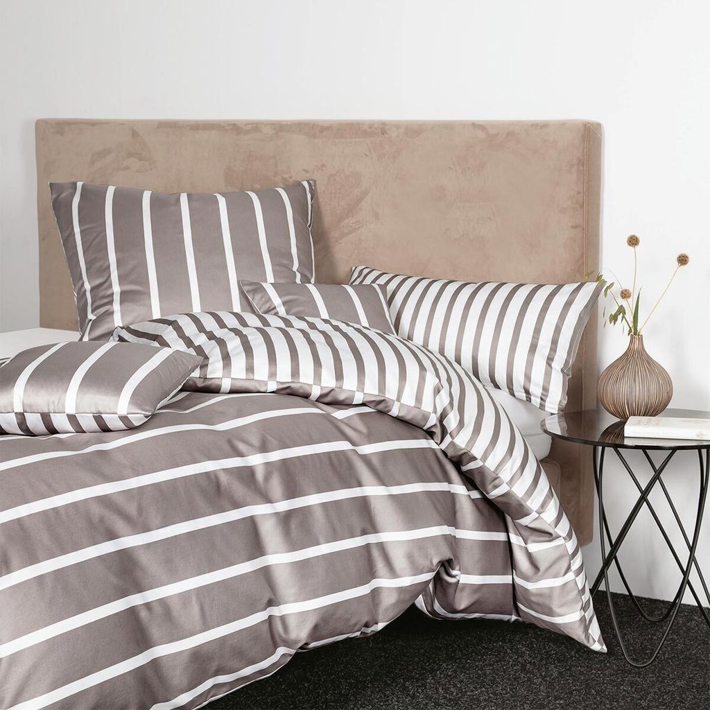 Janine Mako-Satin Bettwäsche modern classic Bettbezug einzeln 135x200 cm vulkan