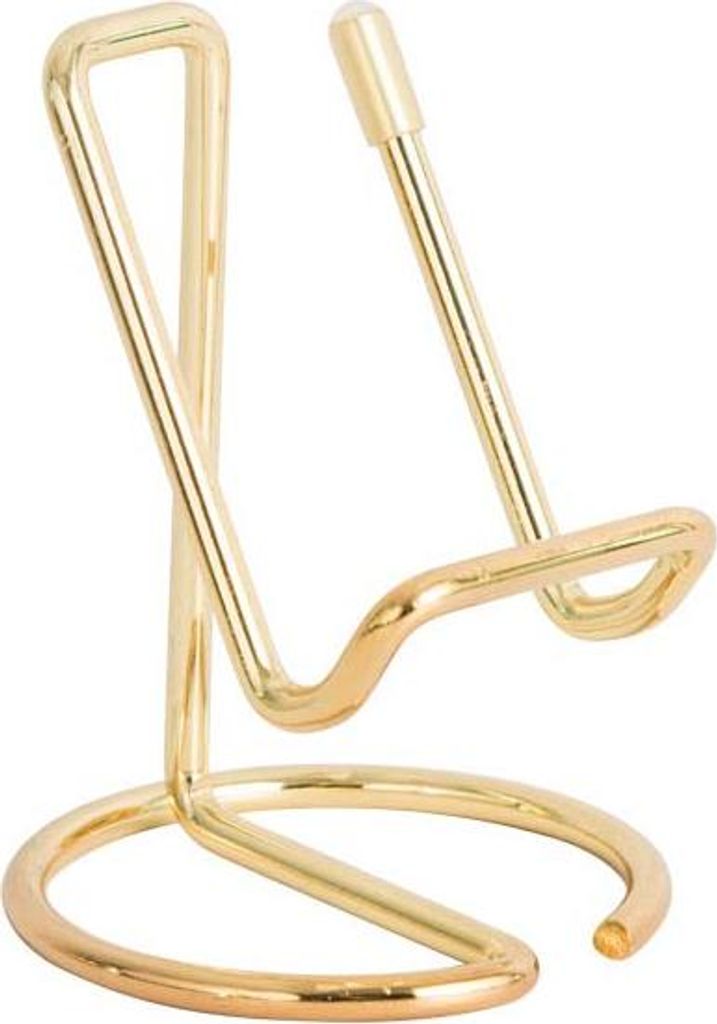 Goldener Metall-Handy/Tablet-Ständer: Kreatives Design für Desk-Organizer, Livestreams & Homeoffice. Stabil, verstellbar & dekoratives Accessoire