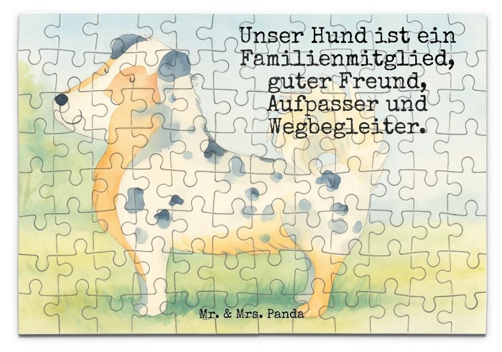 Mr. & Mrs. Panda Puzzle Hund Australien Shepherd Design 96 Teile - Weiß - Geschenk, Sprüche, 500, Spruch, 1000, Familie, 1500, 2000, Legespiel