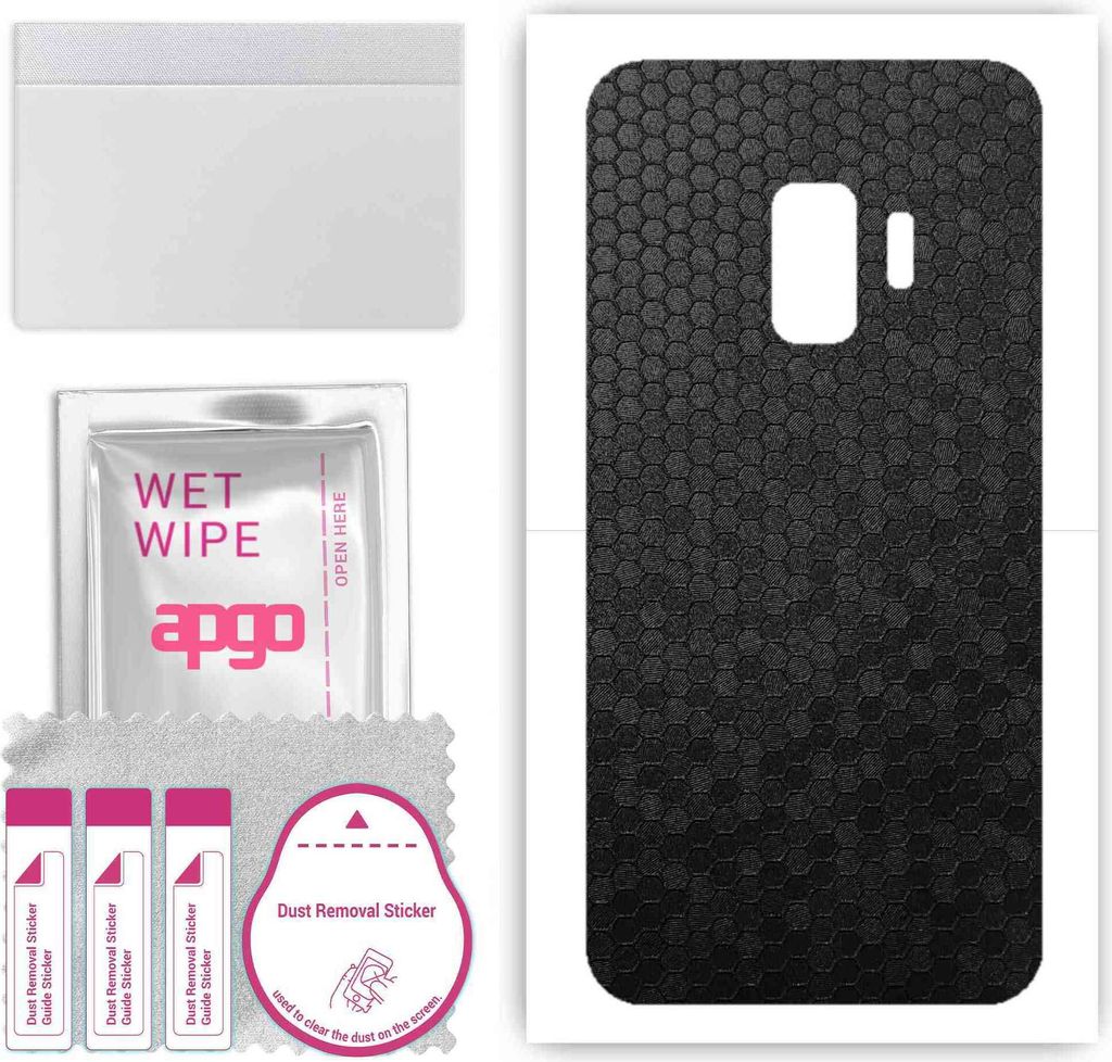 apgo Rückseite Schutzfolie, Skin, kompatibel mit Samsung Galaxy S9, Hinten Displayschutzfolie aus Vinylfolie, kratzfest, einfache Montage - Schwar...