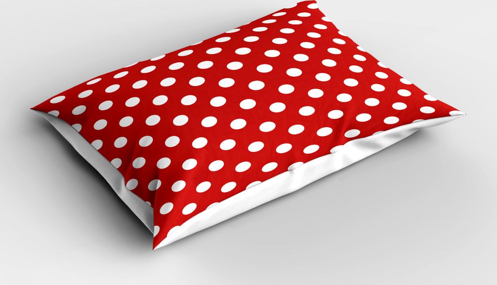 ABAKUHAUS Retro Kopfkissenbezug, Vintage Tupfen mit großen weißen runden runden Formen Nostalgiker Girlish Kitsch Art Design, 40x80 cm, Rot