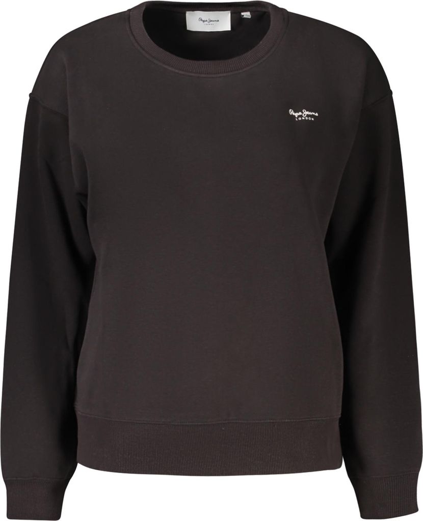 Damen Sweatshirt Schwarz - Langarm, Baumwolle, Rundhals, Logo-Druck