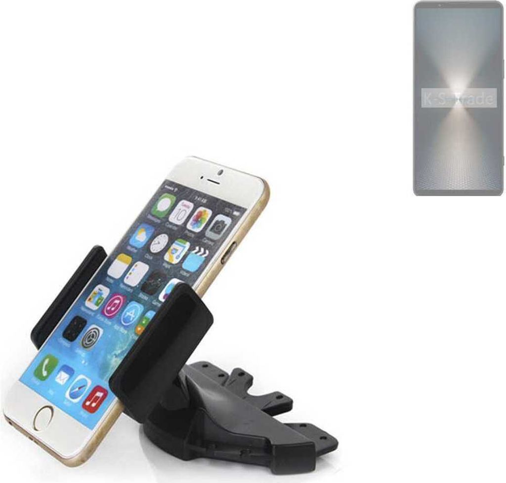 K-S-Trade CD Schlitz Halterung kompatibel mit Sony Xperia 1 VI Autohalterung KFZ-Halter Radio Handy Halterung 360° drehbar schwarz
