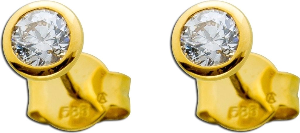 Solitär Ohrstecker Gold 585 14K Natur Diamanten 0.50ct