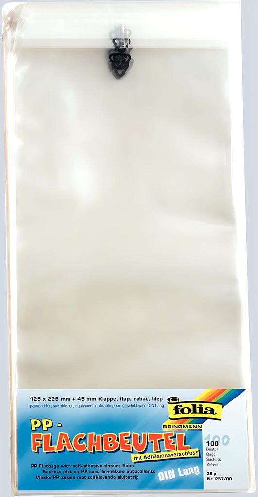 Flachbeutel PP 125x225x45 klar FOLIA 257/00 100St Produktbild 