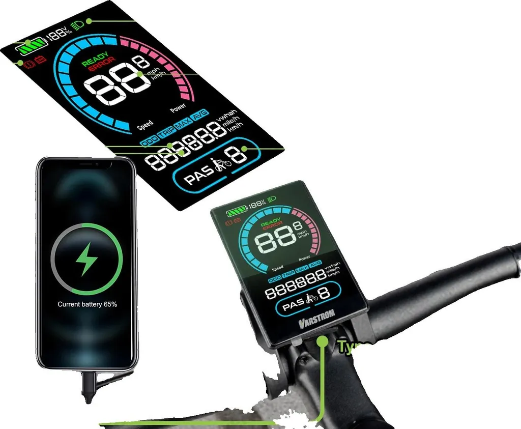 Écran Navigation VAE Bafang Bluetooth VD618 pour Vélotaf et Randonnée