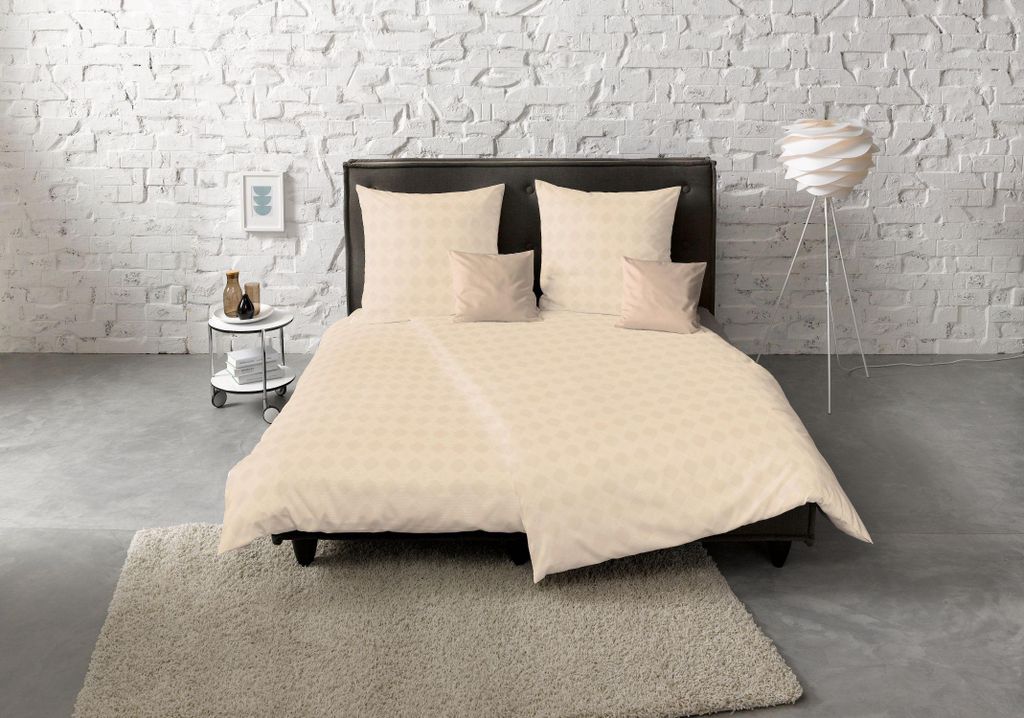 Fleuresse Jacquard Bettwäsche uni 155x220 Tropfen beige porzellan 454620-9050