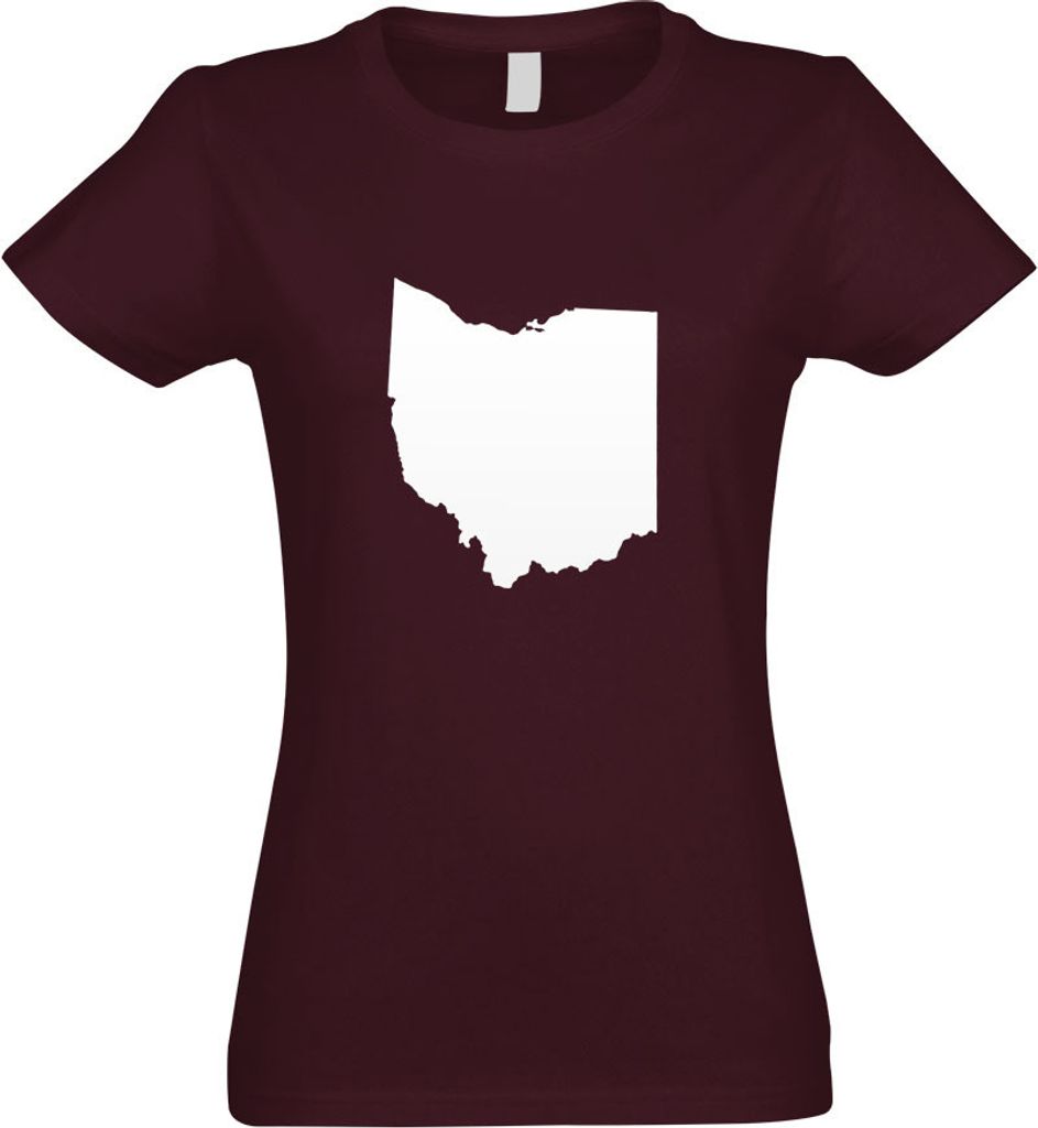 Kiwistar - T-Shirt tailliert - Damen - Burgund - USA - Bundesstaat - Ohio - mit Motiv Bedruckt - Funshirt Design - Sport - Freizeit - Damen - S