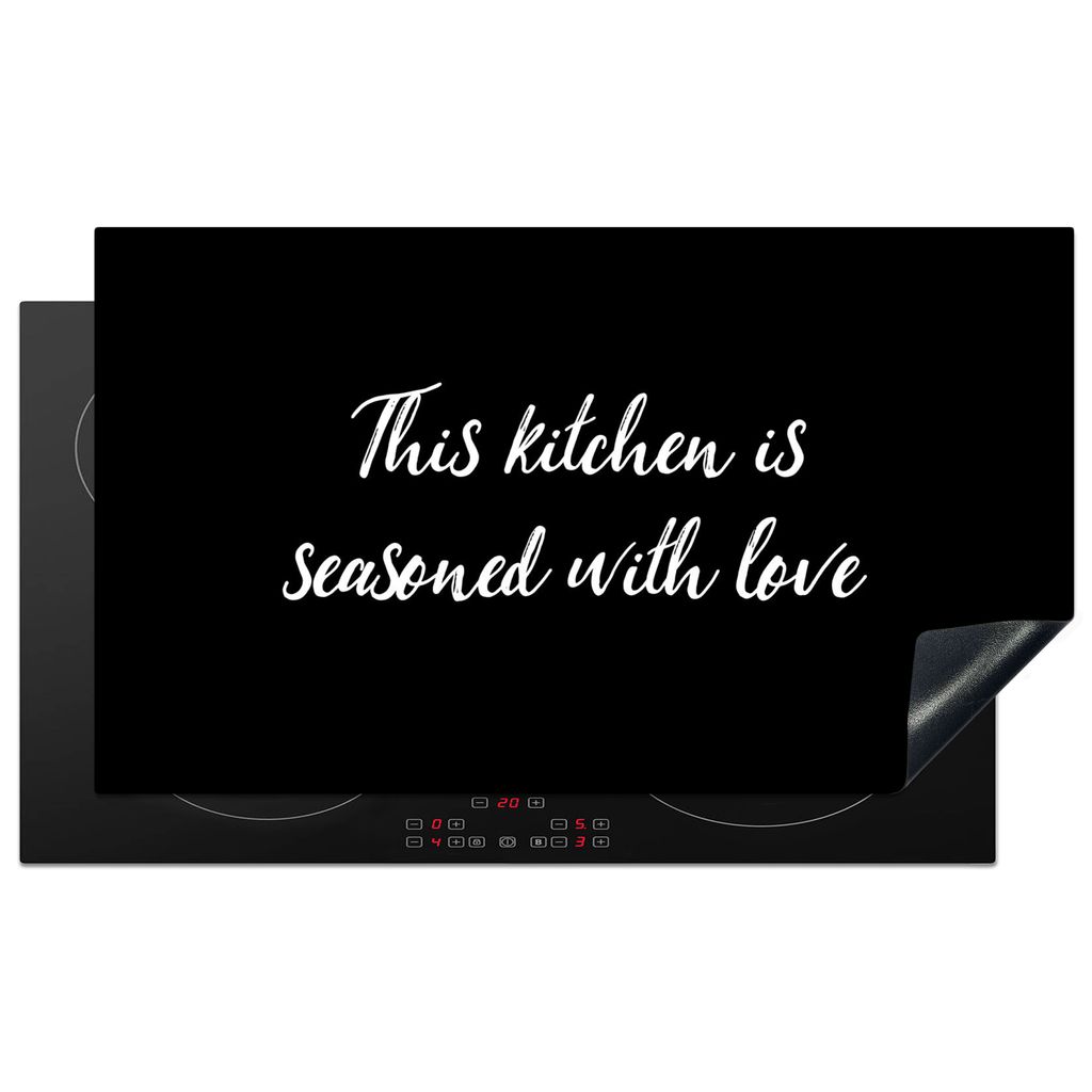 KitchenYeah Herdabdeckplatte Sprichwörter - Kochen - Liebe - Zitate - Diese Küche ist mit Liebe gewürzt , 89x51cm, Küche Deko, Glaskeramikkoc...