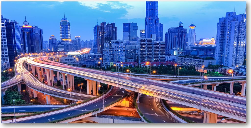 Tulup Leinwandbild - 140x70 cm - Wandkunst - Drucke auf Leinwand - Leinwanddruck - Sehenswürdigkeiten & Architektur - Orange - Überführung