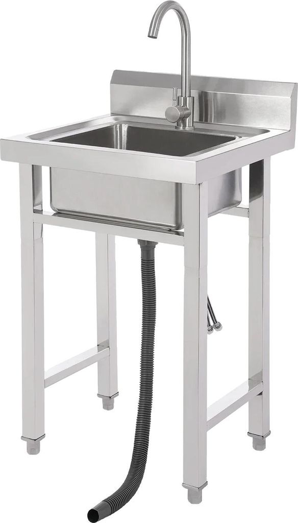 Gewerbliche Spüle, langlebiger Edelstahl, benutzerfreundliches Design, Silber