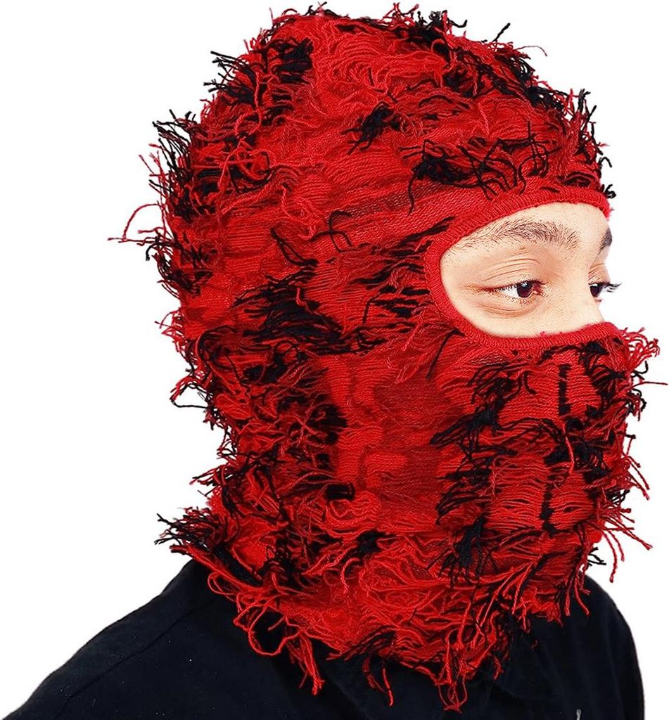 Sturmhaube im Used-Look, Skimaske für Damen und Herren – gestrickte Sturmhaube im Used-Look, winddicht, shiesty Vollgesichtsmaske für kaltes We...