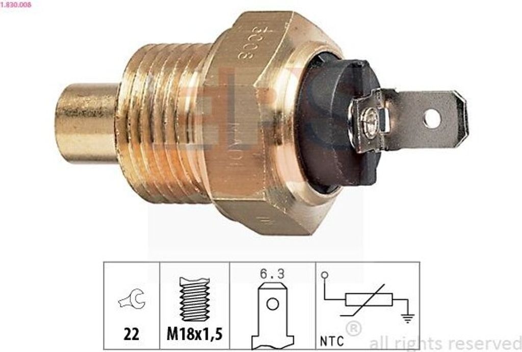EPS 1.830.008 Kühlmitteltemperatursensor für RENAULT 5 (122) 14 (121) für FIAT DUCATO Kasten (280) DUCATO Pritsche/Fahrgestell (280) DUCATO Pano...