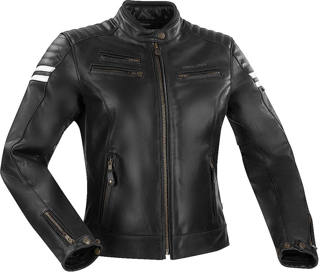 Segura Funky Damen Motorrad Lederjacke, schwarz, 40