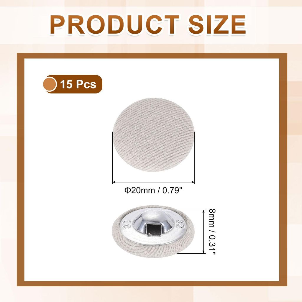 15 Stš¹ck Stoffbezogene Kn?pfe, 20mm 32L Metall Sch?kel Runde N?hkn?pfe Stoff Bedeckter Knopf fš¹r Mantel Kleid Pullover Hš¹te Handwerk Herst...