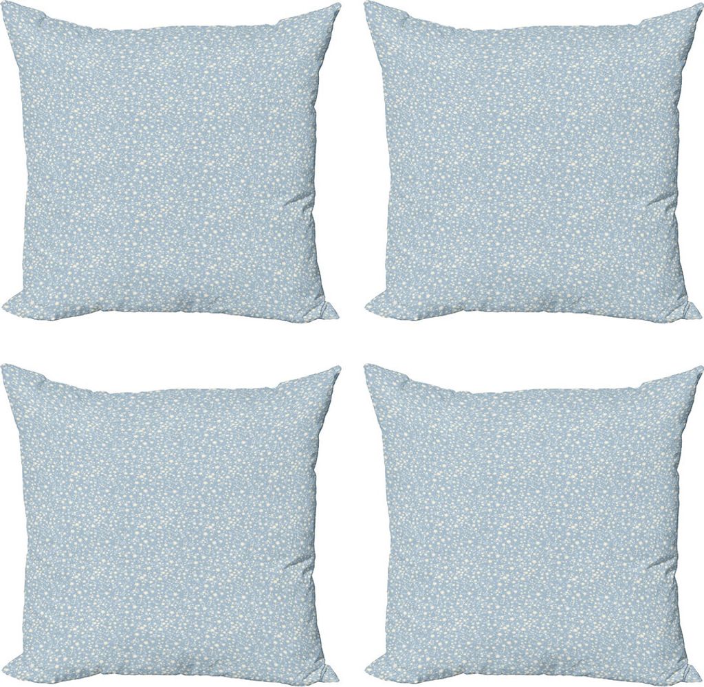 ABAKUHAUS Elfenbein und Blau Kissenbezug Set (4 Stück), Nursery Sterne, Moderner Doppelseitiger Digitaldruck, 50 cm x 50 cm, Baby Blue und Elfenbein