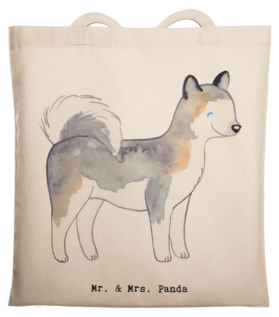 Mr. & Mrs. Panda Tote Bag Siberian Husky Moment - Transparent - Geschenk, Schultasche, Laptoptasche, Shopping Tasche, Jutebeutel