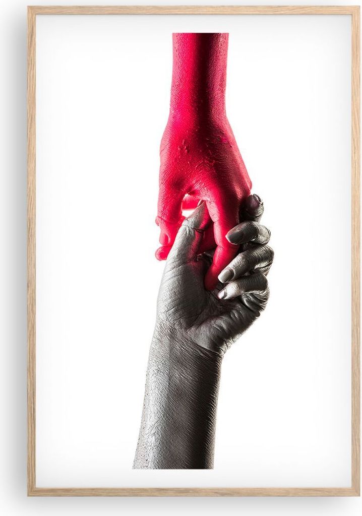 Gerahmtes Poster - Rahmen in heller Eiche - Hilfe Hände Symbol - 61x91,5 cm - Wand Bild - Wanddeko - Wandbilder - Kunstposter - Wandposter - Bilde...