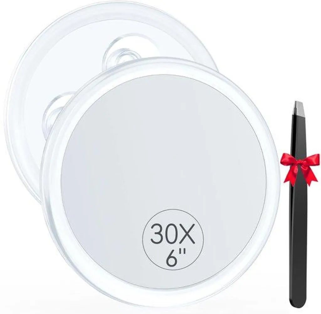 Miroir grossissant 30x de 15 cm avec fixation ventouse haute adhérence