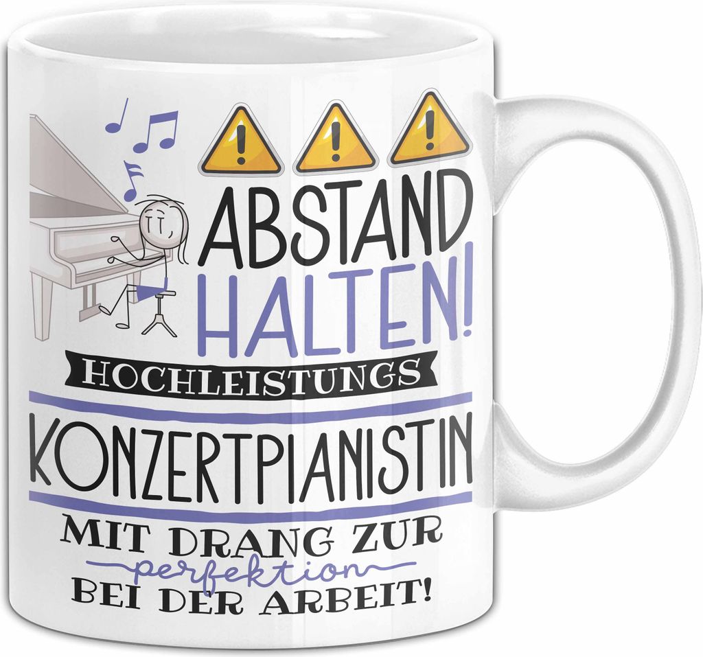 Konzertpianistin Tasse Geschenk Lustig Abstand Halten Hochleistungs-Konzertpianistin Mit Drang Zur Perfektion Bei Der Arbeit (Weiß)