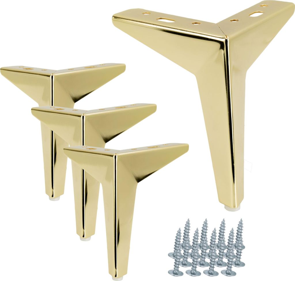 4er Set Möbelbeine „Stern“ in Gold-Chrom, Höhe 15 cm – und Elegant für Ihre Möbel
