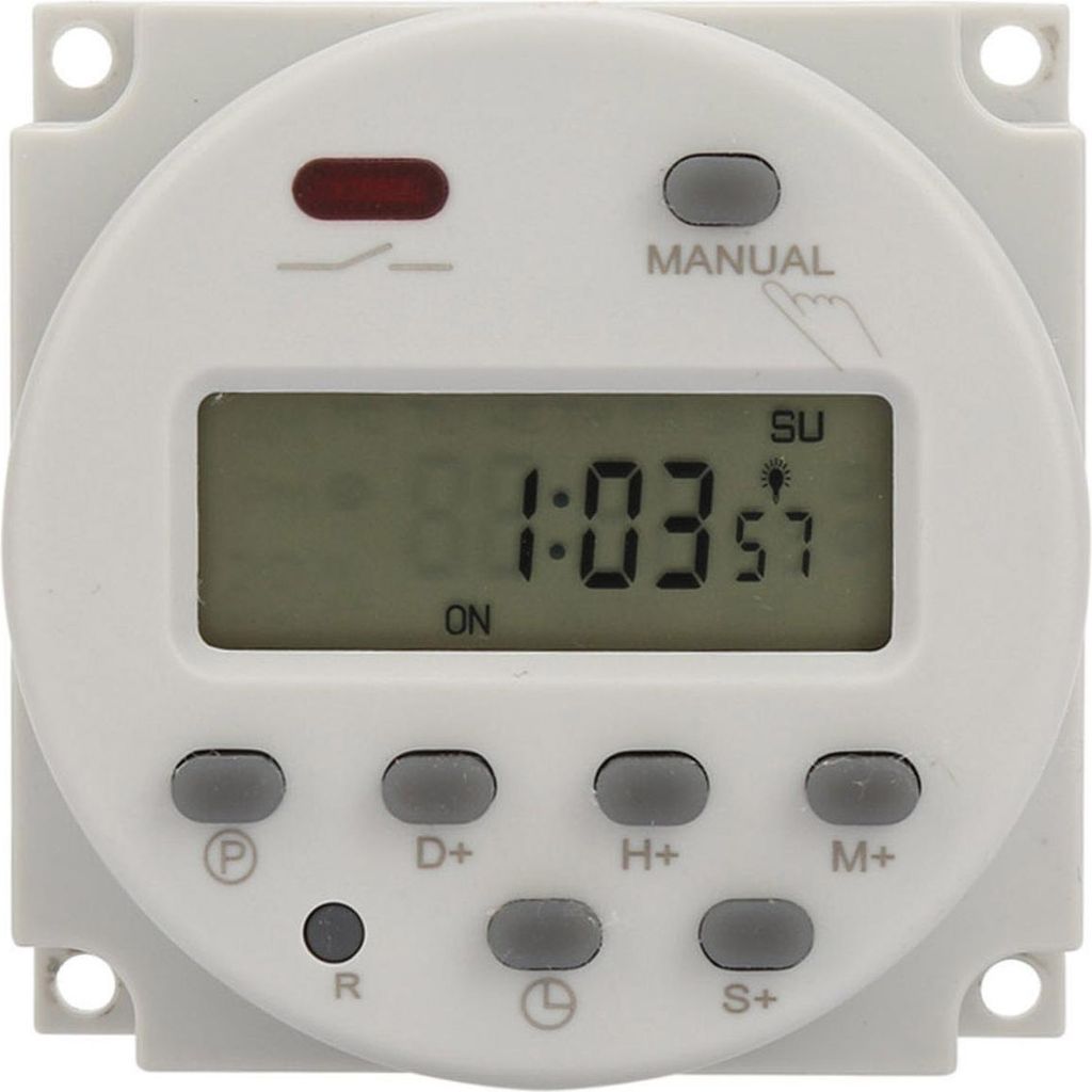 Kleiner, programmierbarer Digitaltimer mit 7 Tagen Laufzeit, 1 Sekunde bis 168 Stunden, 5 VA (220 V AC)