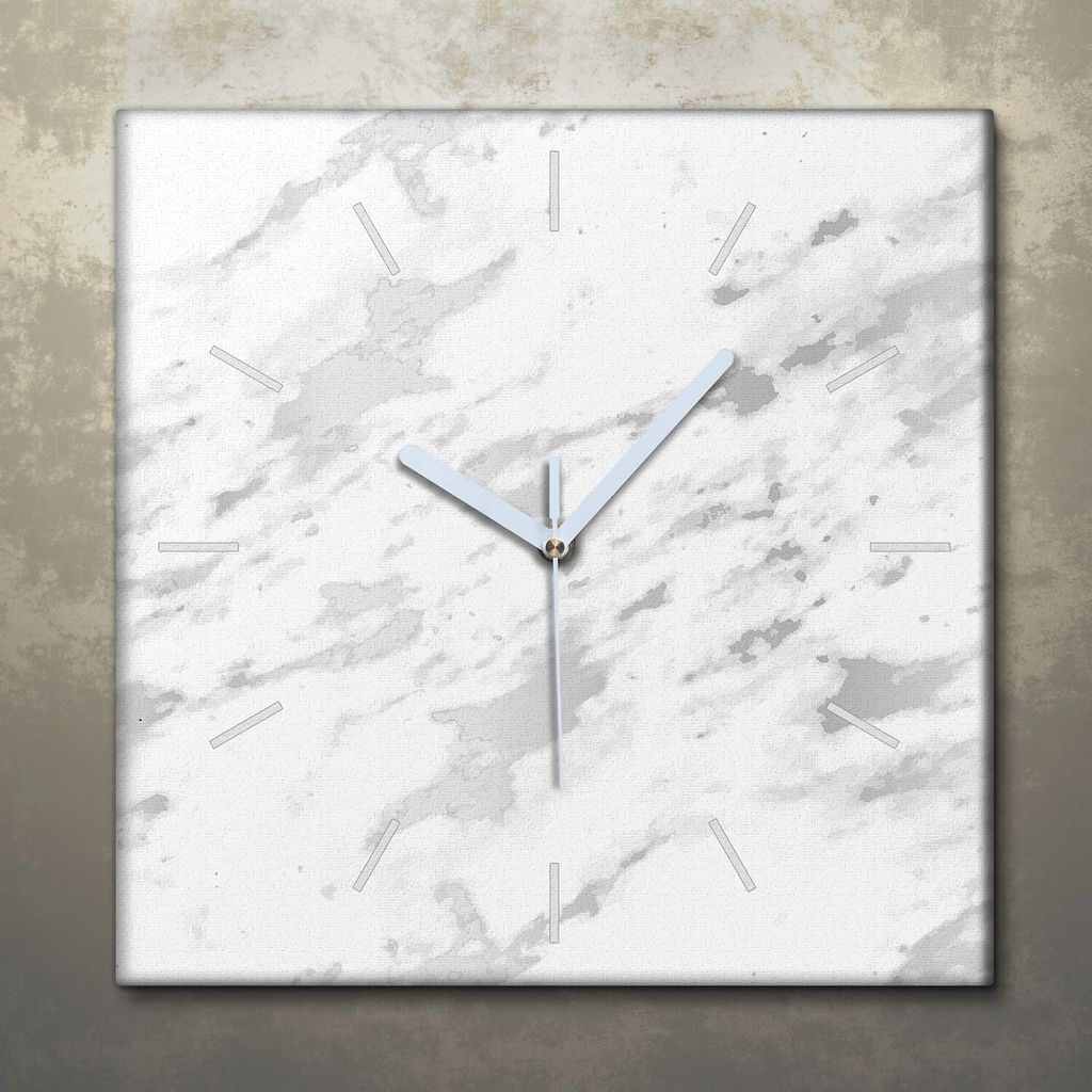 Wohnzimmer Leinwand Uhr Geräuschlos Küche 30x30 Weißer, Marmor, Struktur, Textur, weiße Zeiger