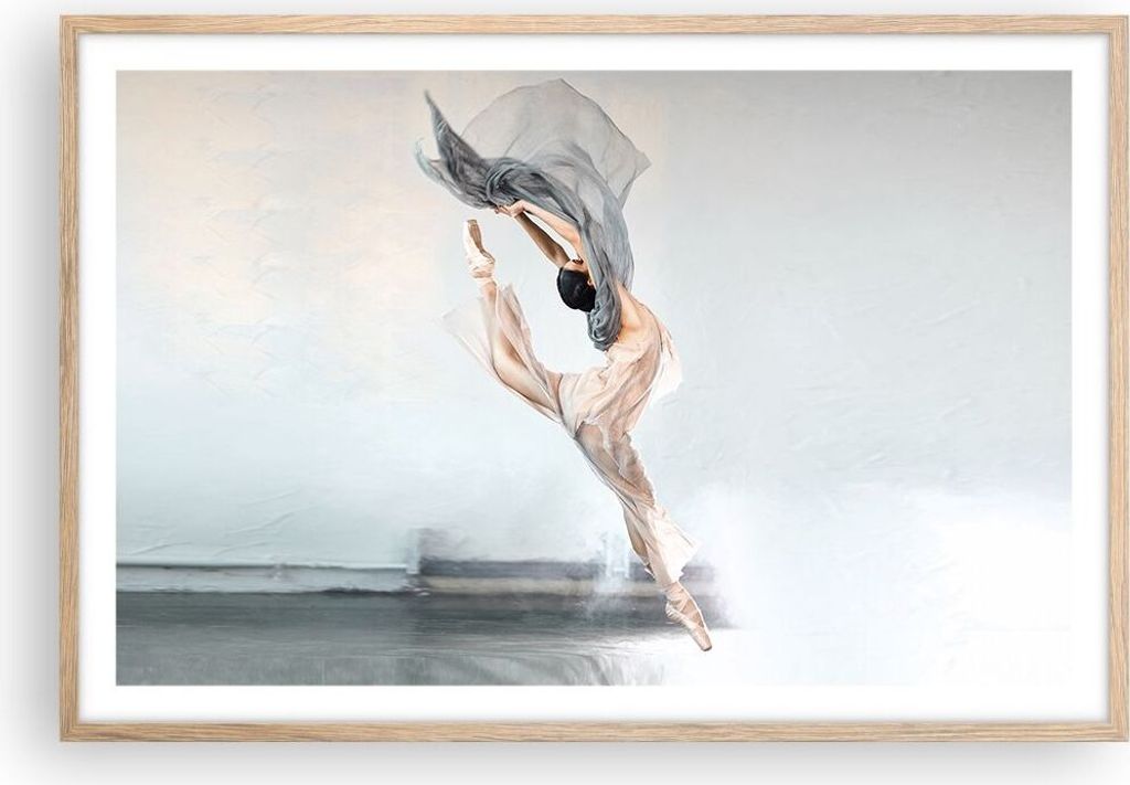 Gerahmtes Poster - Rahmen in heller Eiche - Tanz Frau Ballerina - 91,5x61 cm - Wand Bild - Wanddeko - Wandbilder - Kunstposter - Wandposter - Bilde...