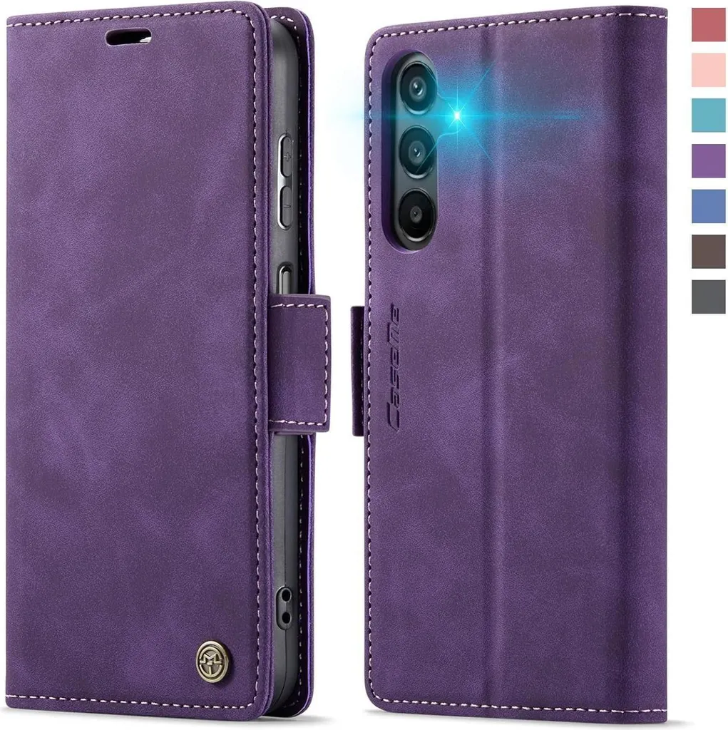 Étui portefeuille Samsung Galaxy A15 en cuir PU violet haute protection
