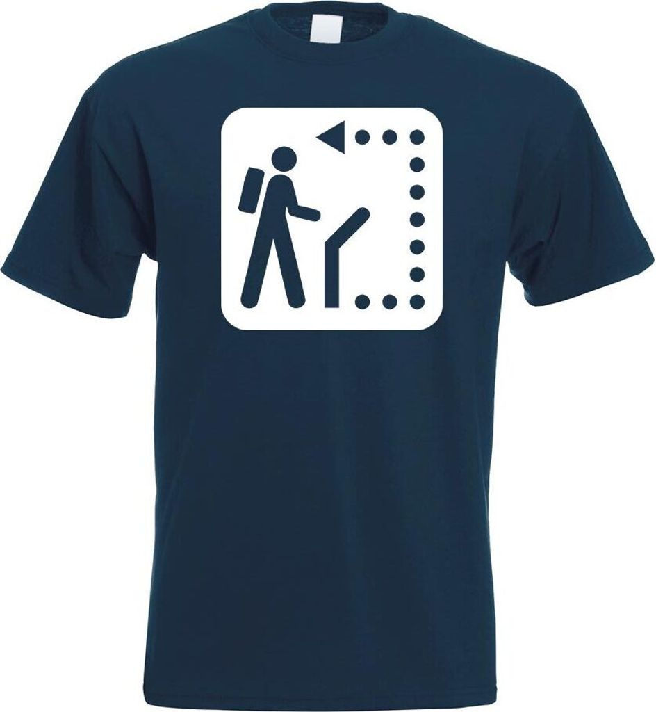Kiwistar - T-Shirt - Navy - Wanderweg Wegweiser Piktogramme Herren Funshirt Bedruckt Design Sprüche Spruch Motive - mit Motiv Bedruckt - Funshirt ...
