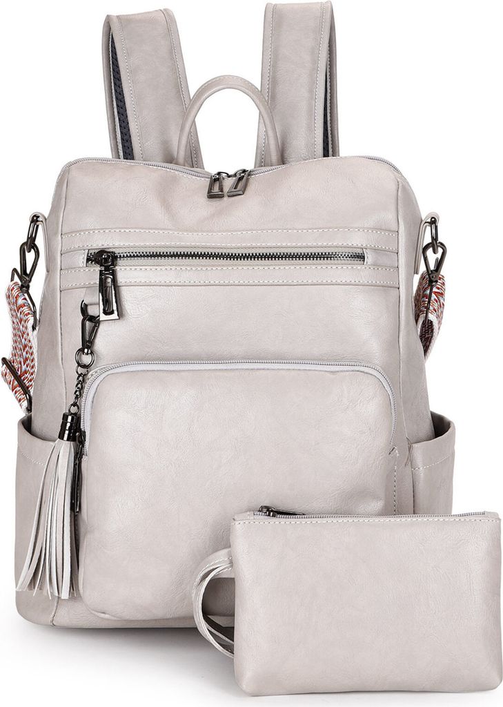 STILVORA Laptoprucksack Damen/Herr,Reisetasche groß,Schulranzen mit Verstellbarer Schultergurt,Rucksack mit Geldbörse,Grau