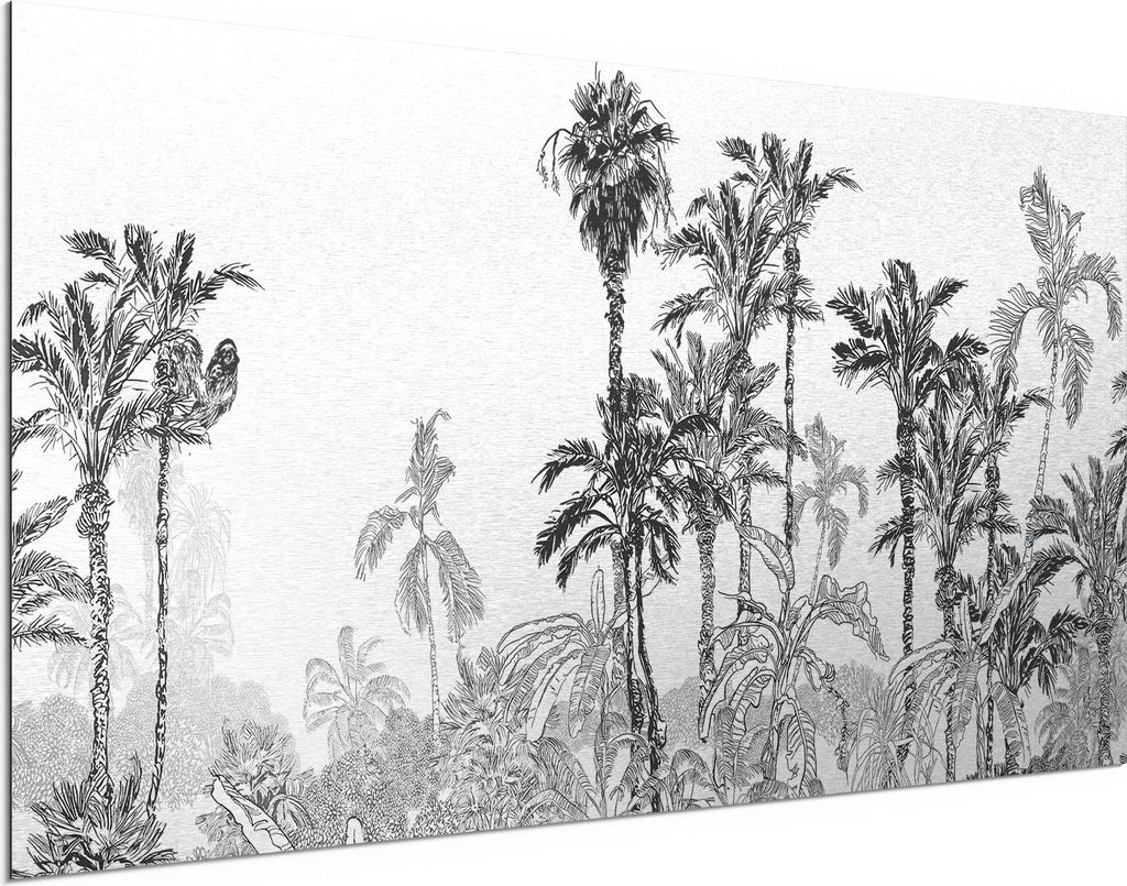 DEQORI Alu-Dibond Bild Silber 100x50 cm 'Botanische Wildnis' Wandbild Metall dünn Design