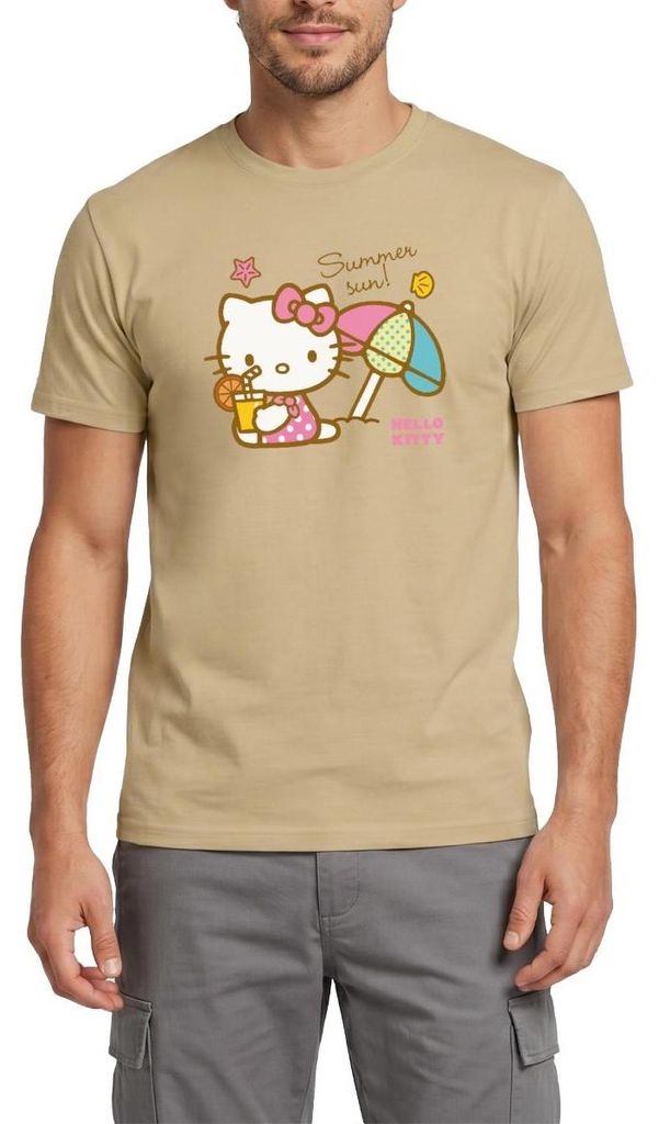 Spreadshirt Hello Kitty Am Strand Summer Sun Männer T-Shirt, 3XL, Sandbeige