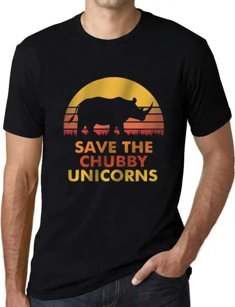 Herren Grafik T-Shirt Rettet das pummelige Einhorn – Save The Chubby Unicorn – Öko-Verantwortlich Vintage Jahrgang Kurzarm Lustige Druck Gebur...