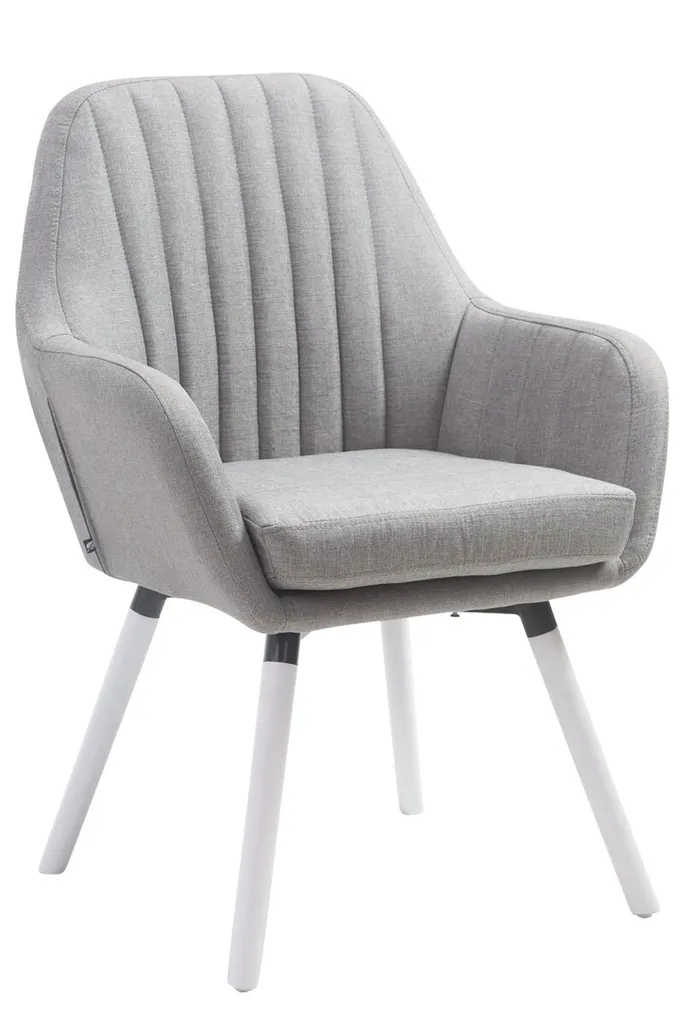 Sedia Scandinava Florian CLP: Tessuto Grigio e Gambe Legno Bianco