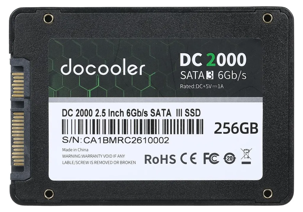 SSD Interne Docooler DC2000 256 Go SATA III 2,5 Pouces Haute Vitesse