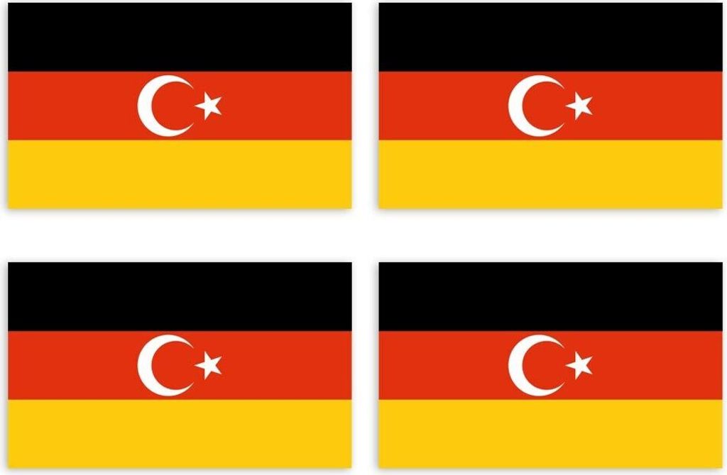 Kiwistar Aufkleber 4-er Set 4,5 x 2,7 cm Deutsch-Türkisch - Land Staat Autoaufkleber Flagge Länder Wappen Fahne Sticker Kennzeichen - Auto - Fahr...
