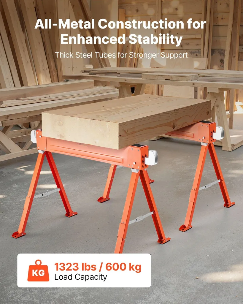 Lot de 2 chevalets de sciage pliables - Capacité 600 kg - Acier robuste