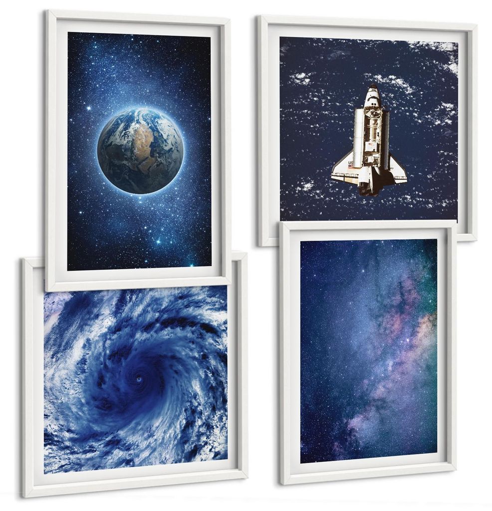 Bilder Set 4-teilig im weißen Rahmen – Wandbilder 4 Stück – gerahmte Poster für Wohnzimmer, Schlafzimmer und Flur – 50x50 cm - 40x60 cm ...