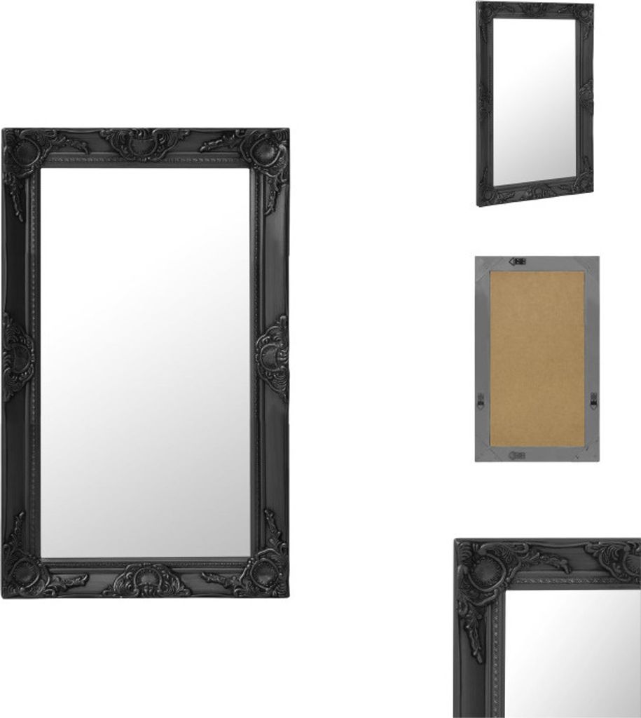 vidaXL Wandspiegel im Barock-Stil 50x80 cm Schwarz -  Produktbild 