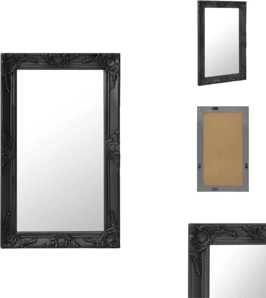 vidaXL Specchiera Nera 50x80 cm Stile Barocco | Specchio da Muro