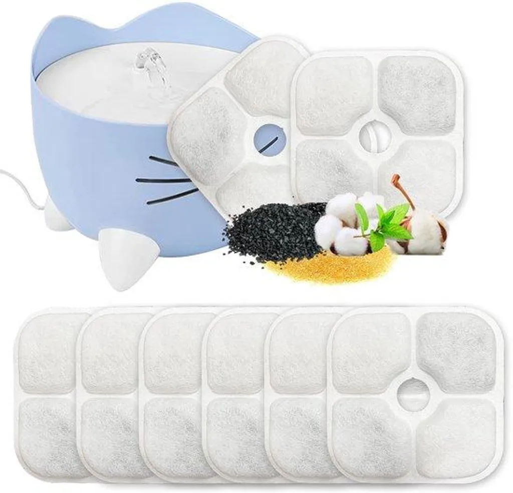 Filtre à eau pour chat 2,5L : Double action charbon actif et mousse x8