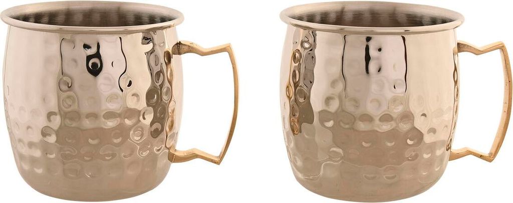 Satz von 2 Henkelbechern Home ESPRIT Gold Silberfarben Loft 480ml (2 Stück)