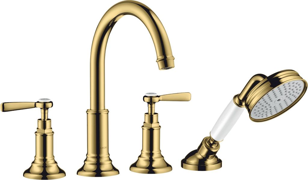 4-Loch Wannenrandarmatur AXOR MONTREUX DN 15 m Hebelgriffen polished gold optic polished gold optic