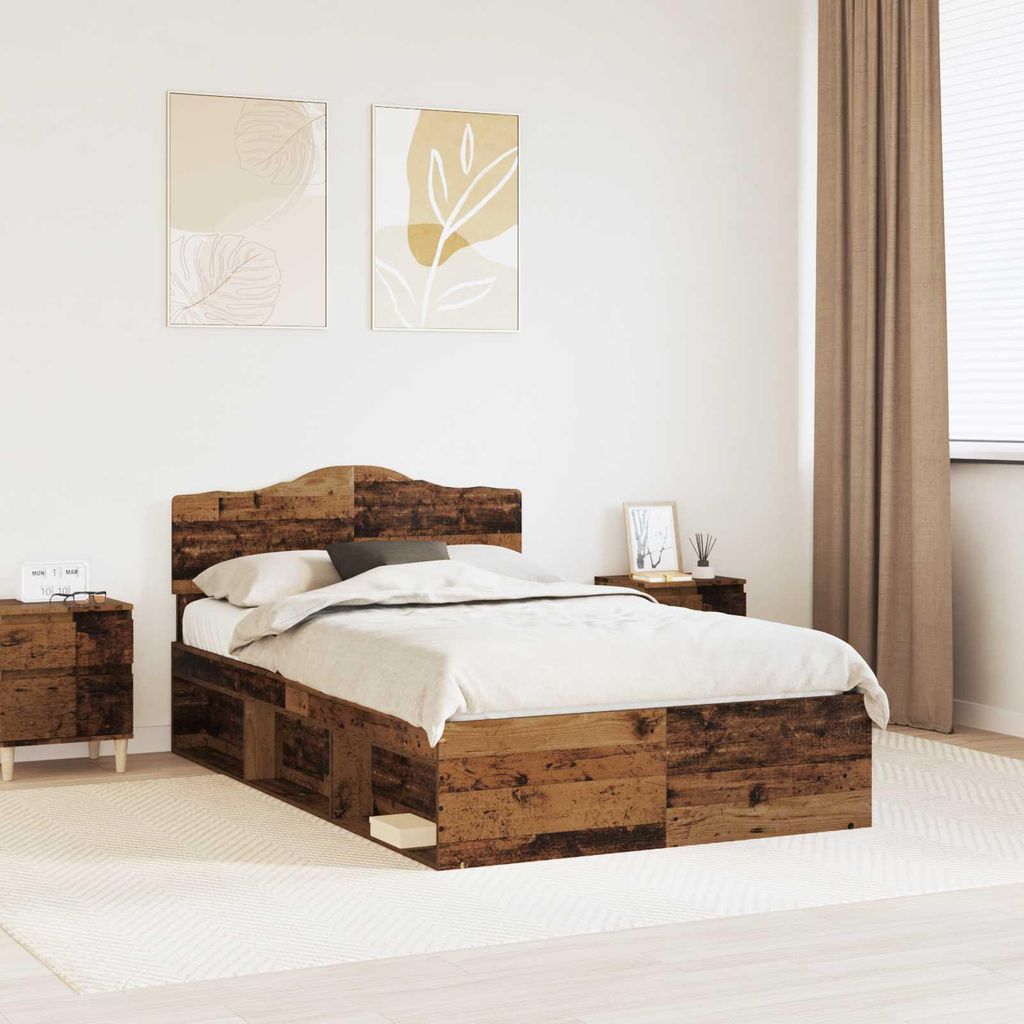 Maison Exclusive - Bettrahmen Altholz 135 x 190 cm Massives Kiefernholz