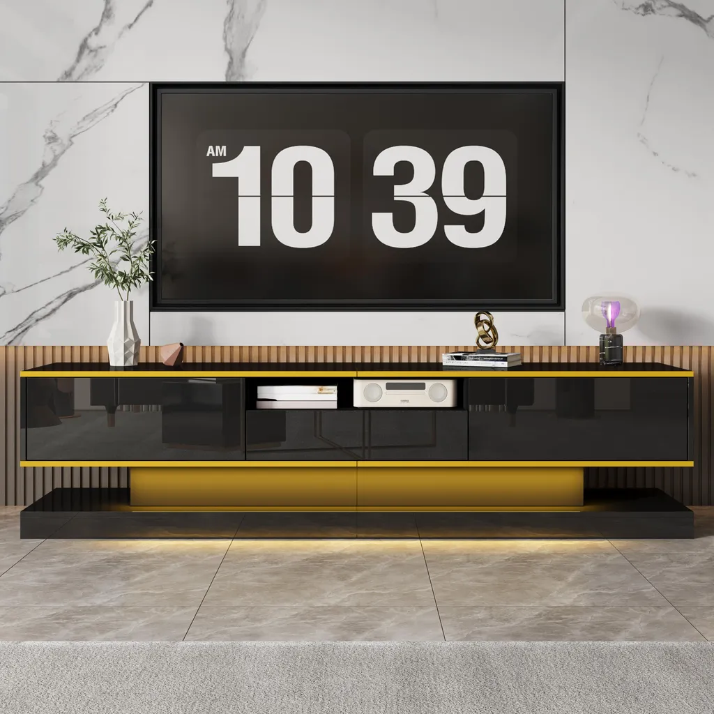 Meuble TV Anti-Désordre 180cm : Cachez vos Câbles et Rangez tout en LED
