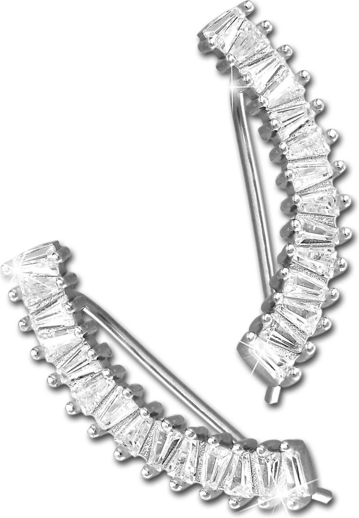 SilberDream weiß Ohrringe dreieckig Zirkonia Damen 925 Silber Ohrklemmen GSO475W