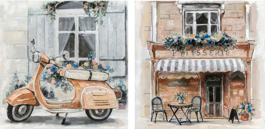 Tableaux Décoratifs Traditional Street 90x90 cm - Toiles pour Salon Chic