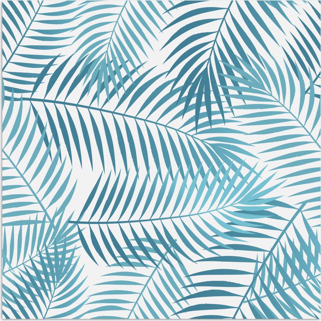 MuchoWow Poster Palmenblatt - Vintage - Blau 75x75 cm - Wand Dekoration